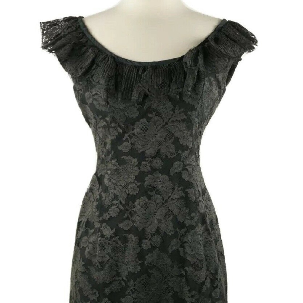 NORMAN'S DENVER Vtg Black Ruffle Mermaid Dress